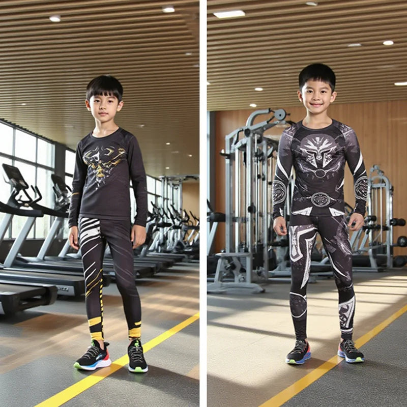 One Set Unisex Child Running Sports Long Sleeves T-shirts Pants Yoga Top Sportswear Fitness Training Clothing Gym Trousers