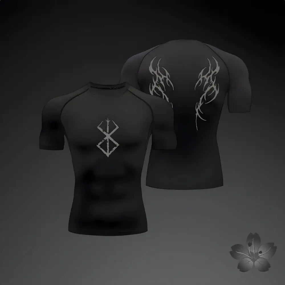 Anime Men's High Elasticity T-Shirts Shirt Fitness Sport Running Tight Gym T-Shirts Athletic Workout Quick Dry Tops Tee Summer