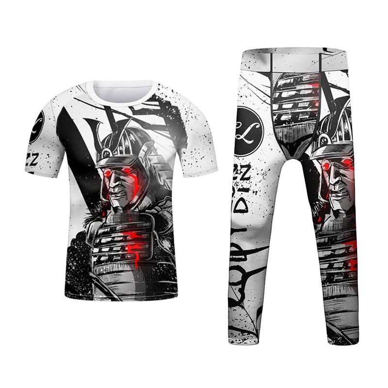 New Kids Rashguard Jiu Jitsu Grappling MMA T-shirt+Pant Sport Set Boy MMA Shorts Clothing Kickboxing Children Fitness Tracksuits