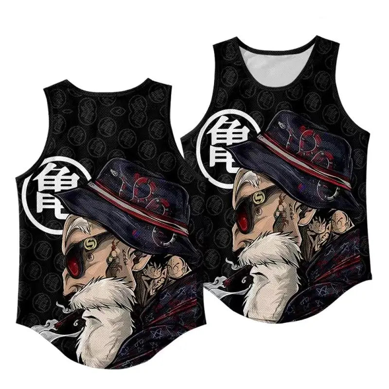 Cartoon Anime Dragon Ball Master Roshi Boy Summer Casual Comfortable Beach Sleeveless Sports Fitness Casual Vest T-Shirt Top