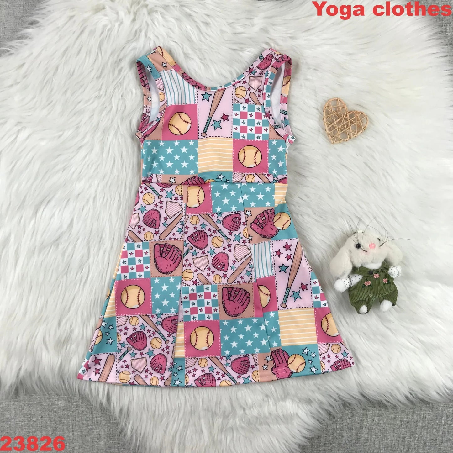 Girls Baby Sportswear Yoga Baseball Team Outfit Blue Star Sleeveless Dress Shorts Set - Kids Fitness Clothes Toddler Athletic