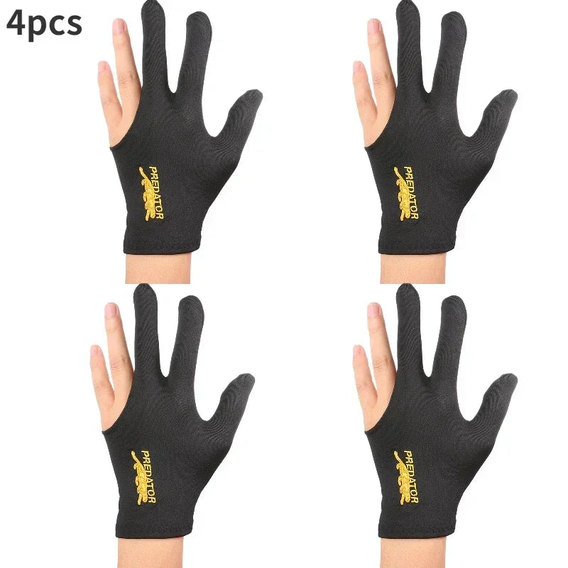 1-10PCS Professional Snooker Billiard Glove Embroidery Left Hand Three Finger Table Ball Smooth Lycra Fabrics Sport Accessories