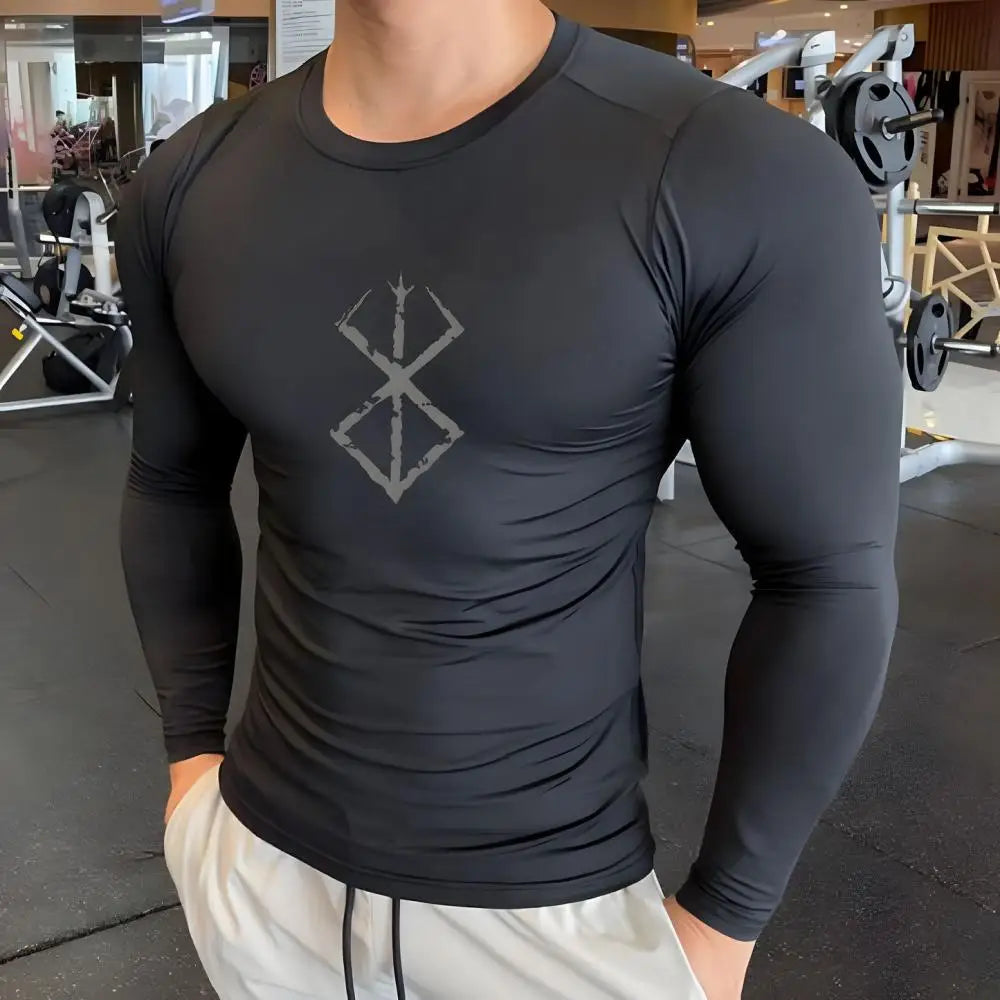 Anime Men's High Elasticity T-Shirts Shirt Fitness Sport Running Tight Gym T-Shirts Athletic Workout Quick Dry Tops Tee Summer
