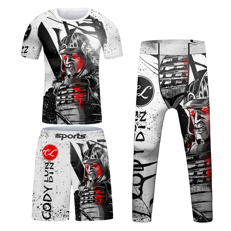 New Kids Rashguard Jiu Jitsu Grappling MMA T-shirt+Pant Sport Set Boy MMA Shorts Clothing Kickboxing Children Fitness Tracksuits
