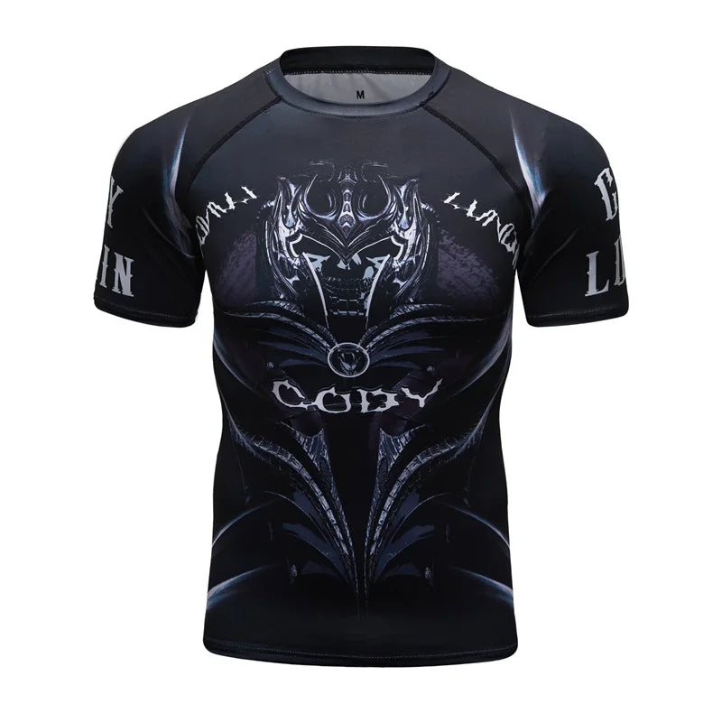 Brand New Summer Men Short Sleeved T shirt Compression Shirt MMA BJJ GYM Fitness 3D Print Casual Shirt Boy Clothing Tees T-shirt
