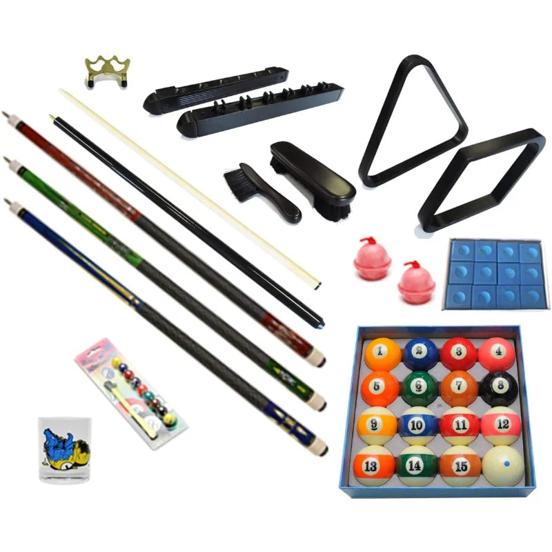 Pool Table - Premium Billiard 32 Pieces Accessory Kit - Pool Cue Sticks Bridge Ball Sets