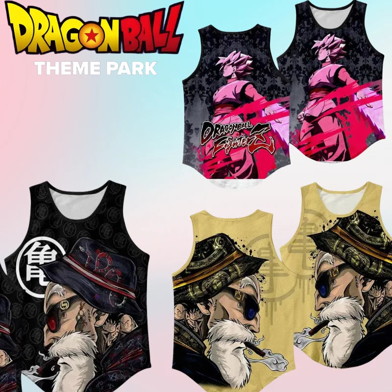 Cartoon Anime Dragon Ball Master Roshi Boy Summer Casual Comfortable Beach Sleeveless Sports Fitness Casual Vest T-Shirt Top