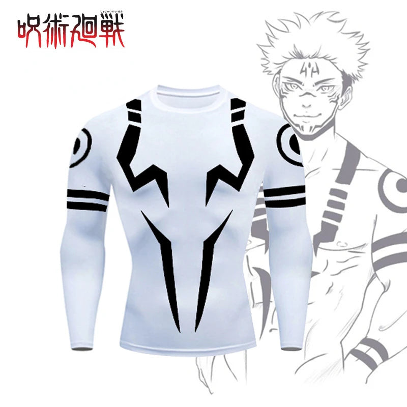 Anime Jujutsu Kaisen T-Shirt 3D Print Ryomen Sukuna Compression Fitness Undershirt Tee Oversized Men Clothing Top Sportswear