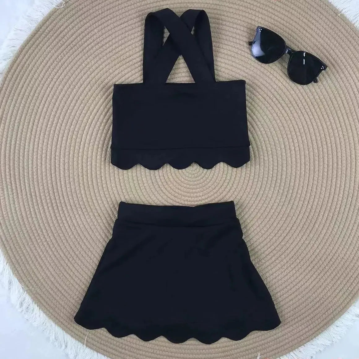 Blue Yoga fitness Baby Girl Clothing Active Toddler Short Sleeves Shorts Skirt Kids Wear Shorts Ruffle Skorts Set Pink Clothes
