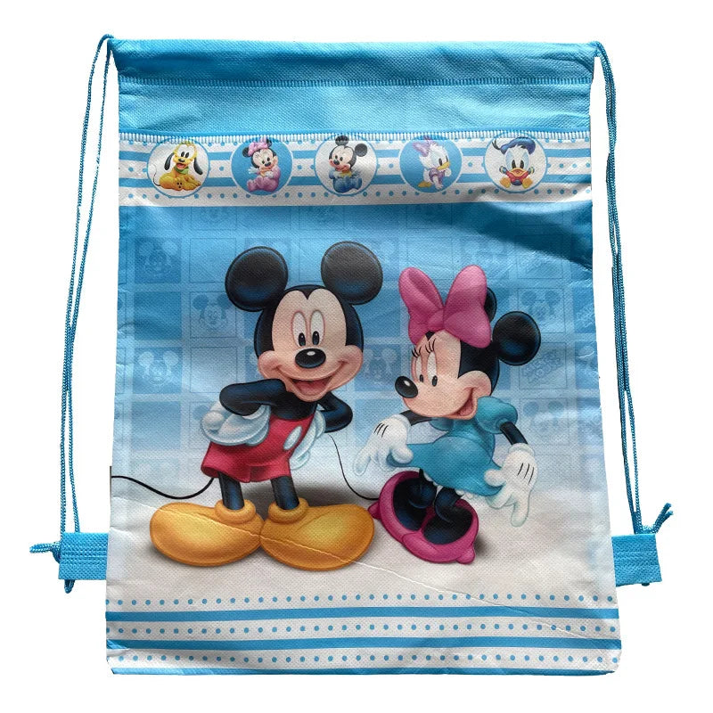 Disney Cute Anime Mickey Drawstring Backpack Bag Children Toy Sporting Goods Stationery Minnie Storage Kid Birthday Gift