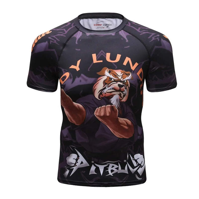 Brand New Summer Men Short Sleeved T shirt Compression Shirt MMA BJJ GYM Fitness 3D Print Casual Shirt Boy Clothing Tees T-shirt