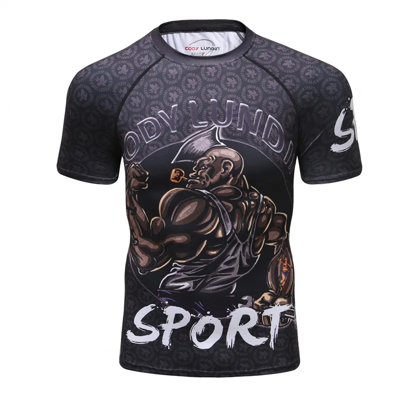 Brand New Summer Men Short Sleeved T shirt Compression Shirt MMA BJJ GYM Fitness 3D Print Casual Shirt Boy Clothing Tees T-shirt