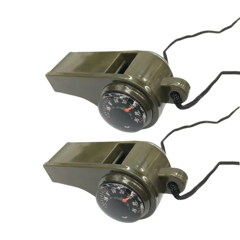 3 in 1 Emergency Survival Whistle Compass Thermometer Referee Cheerleading Whistle Sporting Goods Camping Hiking Outdoor Tools
