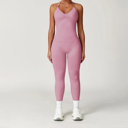 2 Pieces Women's Tracksuit Yoga Set Workout Sportswear Gym Clothing High Waist Leggings Fitness Shorts Push Up Bras Sports Suits