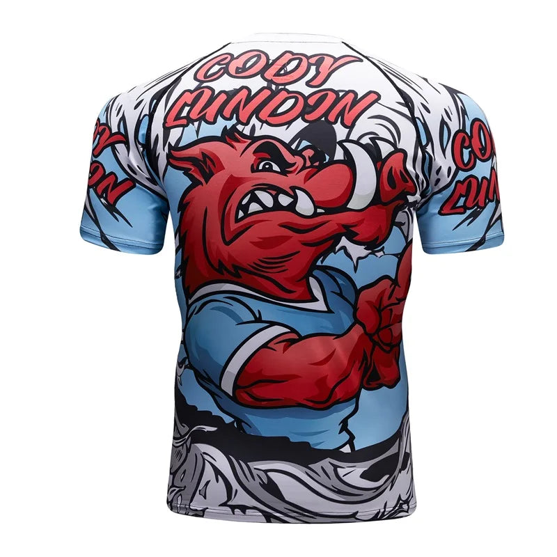 Brand New Summer Men Short Sleeved T shirt Compression Shirt MMA BJJ GYM Fitness 3D Print Casual Shirt Boy Clothing Tees T-shirt