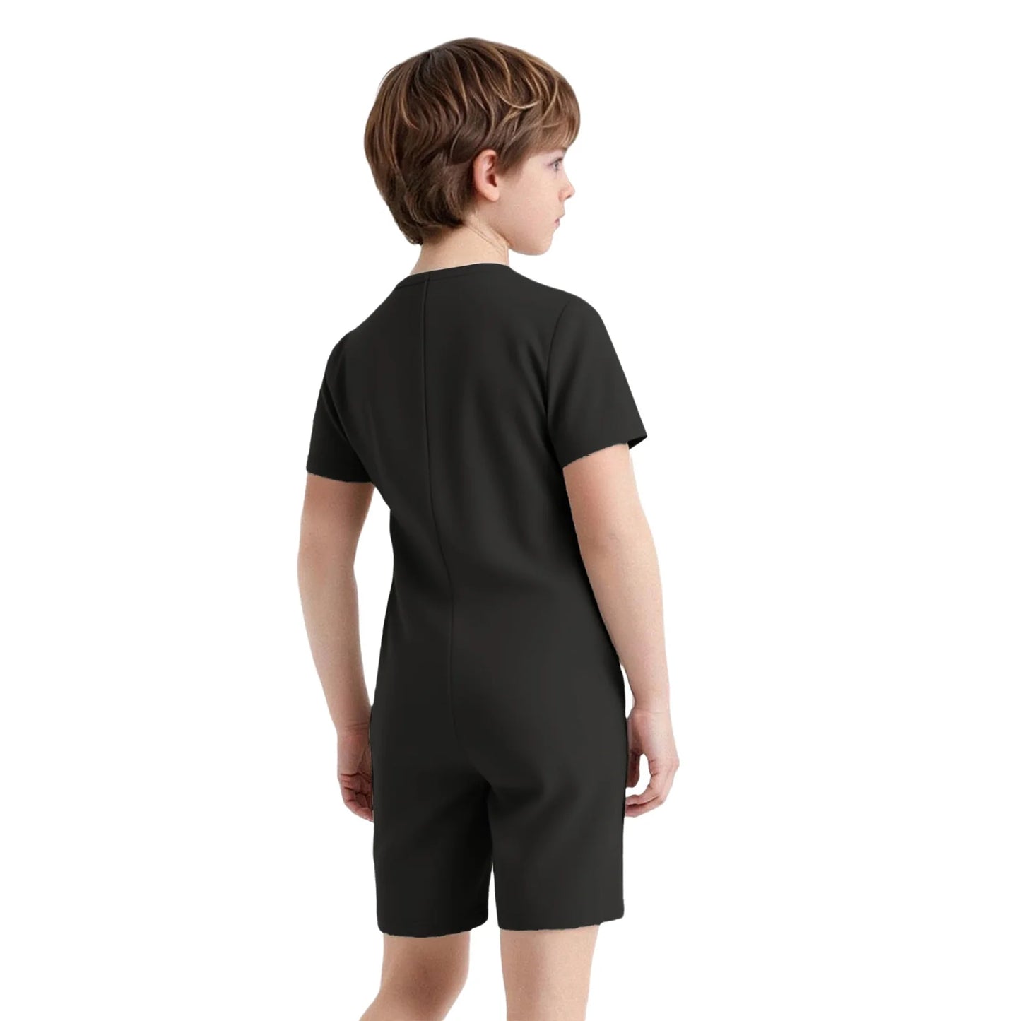 Girls Boys Special Needs Romper Adaptive Clothing Short Sleeve Back Invisible Zipper Ballet Gymnastics Workout Fitness Jumpsuit