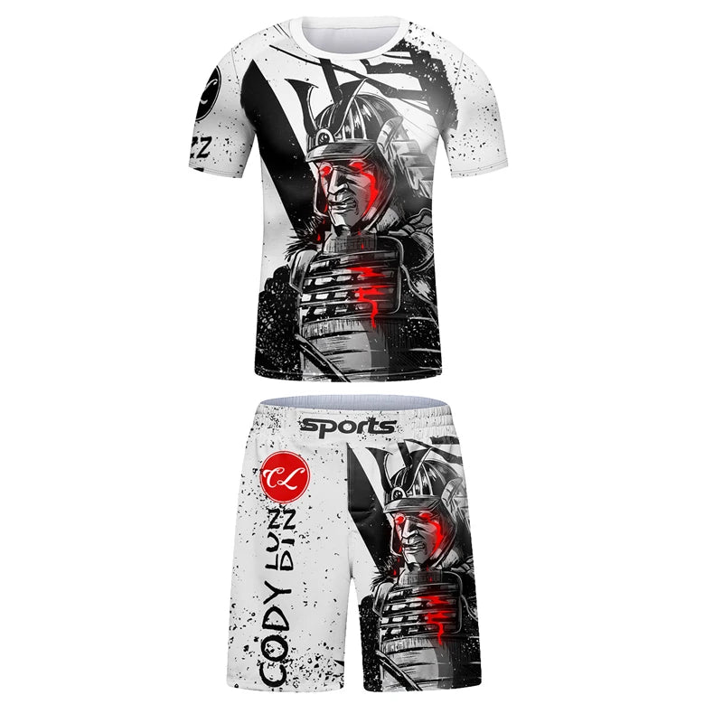 New Kids Rashguard Jiu Jitsu Grappling MMA T-shirt+Pant Sport Set Boy MMA Shorts Clothing Kickboxing Children Fitness Tracksuits