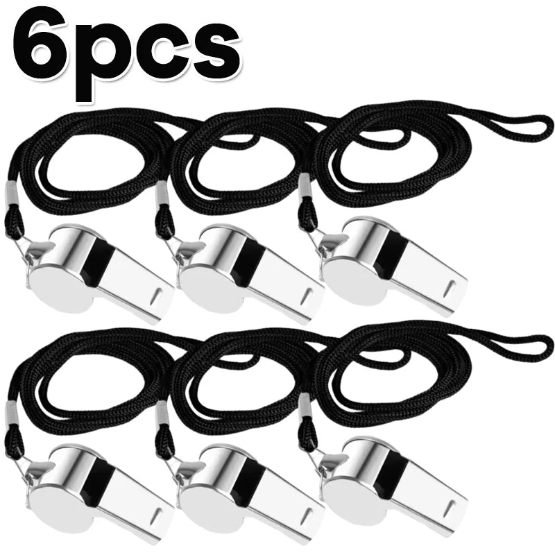 Stainless Steel Whistle with Lanyard Outdoor Professional Referee Super Loud Whistle Cheerleader Sporting Goods for Training