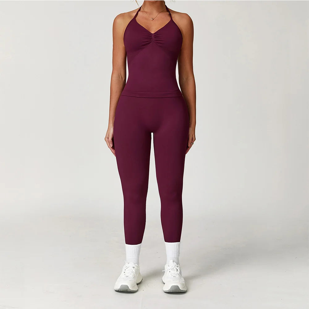 2 Pieces Women's Tracksuit Yoga Set Workout Sportswear Gym Clothing High Waist Leggings Fitness Shorts Push Up Bras Sports Suits