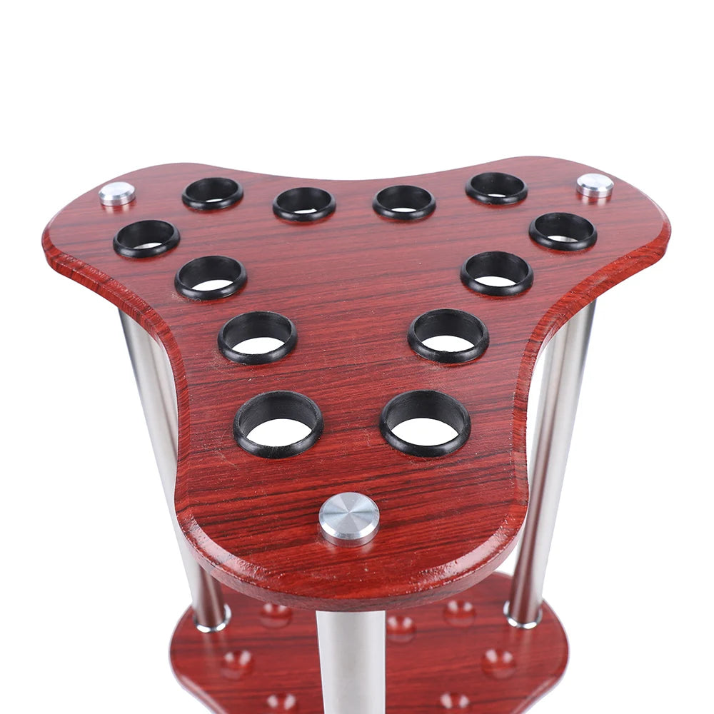 12 Pool Billiard Stick Rack Floor Wood Billiard Cue Holder Ball Table Accessories Triangle Shape Display Rack