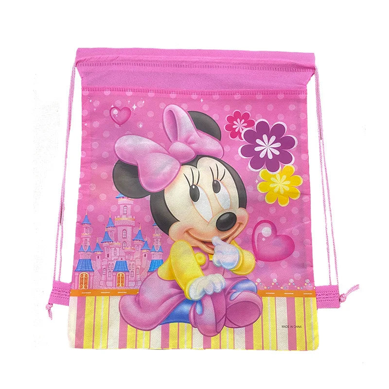 Disney Cute Anime Mickey Drawstring Backpack Bag Children Toy Sporting Goods Stationery Minnie Storage Kid Birthday Gift