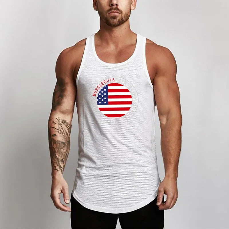 Muscleguys Cotton Gyms Tank Tops Men Sleeveless Tanktops For Boys Bodybuilding Clothing Undershirt Fitness Stringer Workout Vest