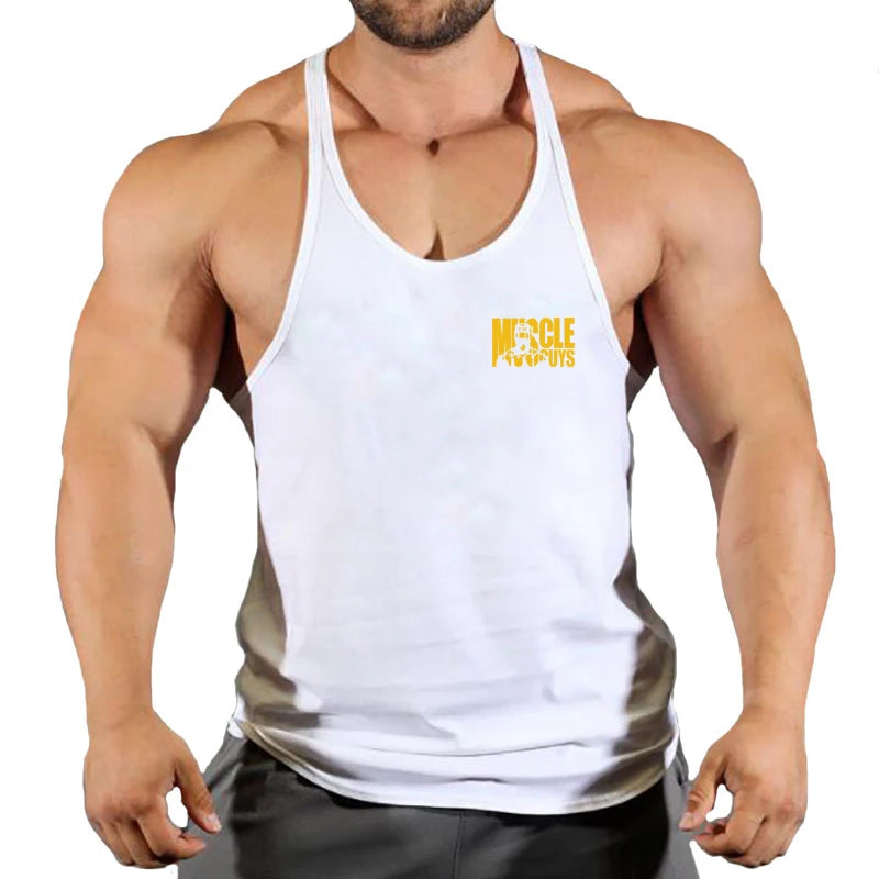 Muscle Guys Cotton Gym Tank Tops Men Sleeveless Tank Tops For Boys Bodybuilding Clothing Undershirt Fitness Stringer Vest