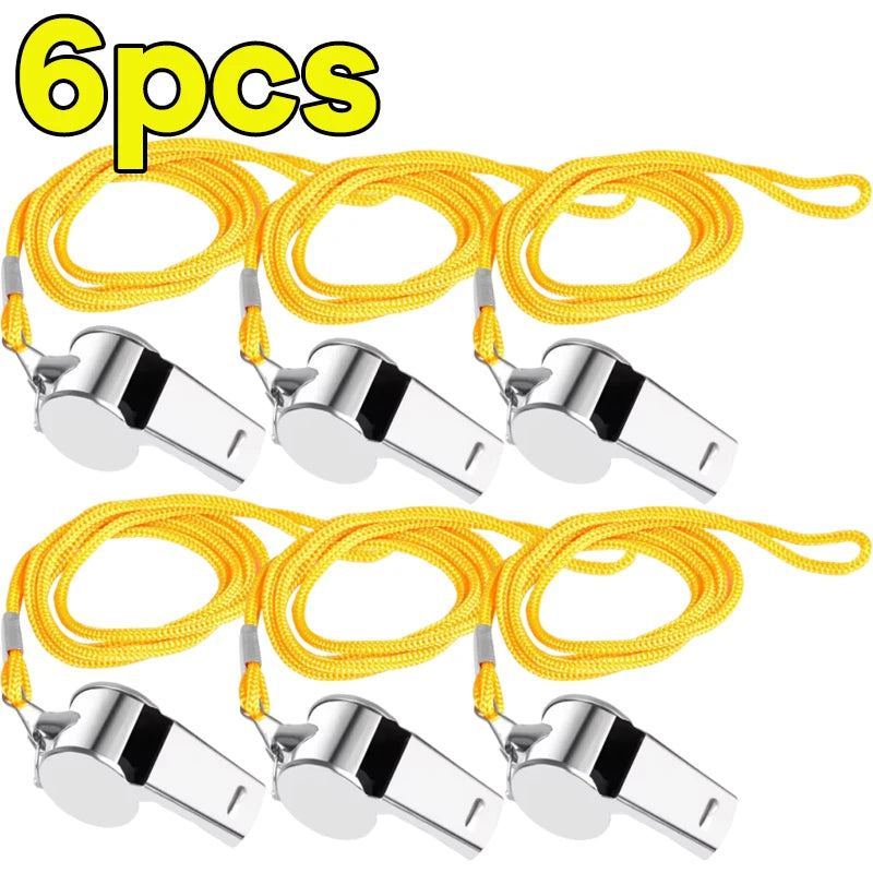 Stainless Steel Whistle with Lanyard Outdoor Professional Referee Super Loud Whistle Cheerleader Sporting Goods for Training