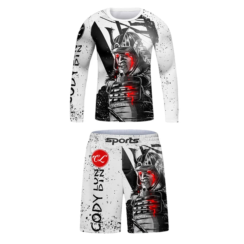 New Kids Rashguard Jiu Jitsu Grappling MMA T-shirt+Pant Sport Set Boy MMA Shorts Clothing Kickboxing Children Fitness Tracksuits