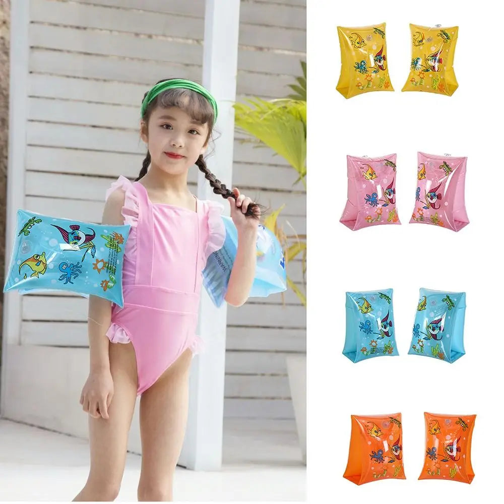 2x Reusable Comfortable To Wear Inflatable Arm Bands Thicken PVC Sporting Goods Swimming Arm Bands Float Bands Kids Adults