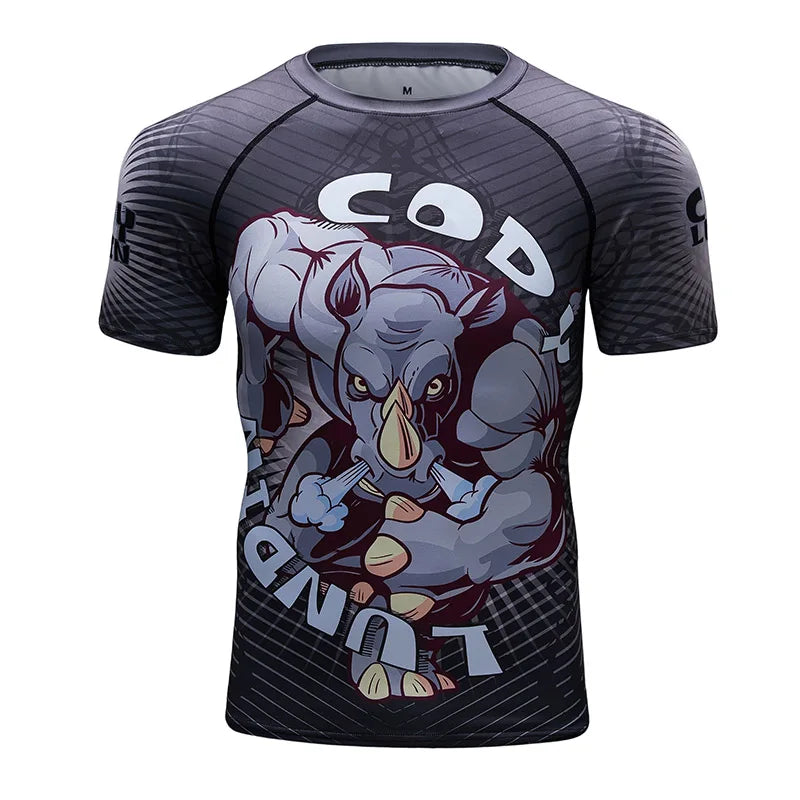 Brand New Summer Men Short Sleeved T shirt Compression Shirt MMA BJJ GYM Fitness 3D Print Casual Shirt Boy Clothing Tees T-shirt