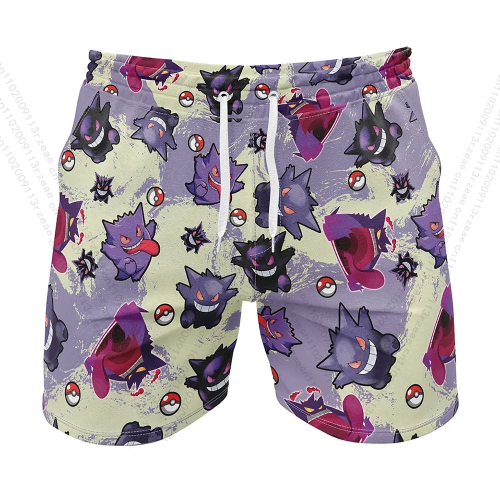 Anime Pokemon Gengar V2 Fitness Shorts Men's Boy Cosplay Print Casual Street Breathable Clothes Uniform Gift Toy Print Shorts