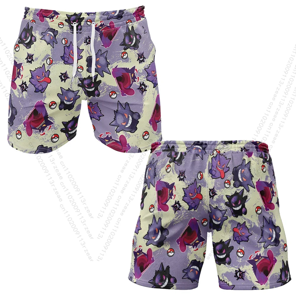 Anime Pokemon Gengar V2 Fitness Shorts Men's Boy Cosplay Print Casual Street Breathable Clothes Uniform Gift Toy Print Shorts