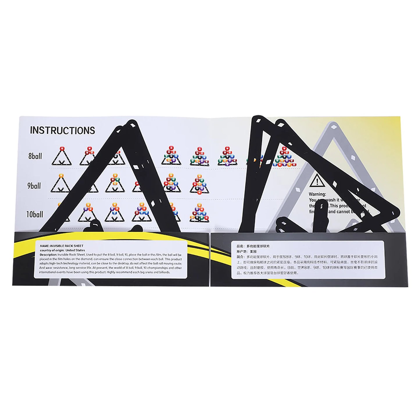 ZK30 6Pcs/Set Billiard Rack Black Triangle Ball Holder Positioning Billiard Table Pool Cue Accessory