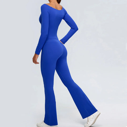 Yoga Set Women's Tracksuit 2 Pieces Workout Sportswear Running Gym Clothing High Waist Leggings Fitness Long Sleeved Sports Suit