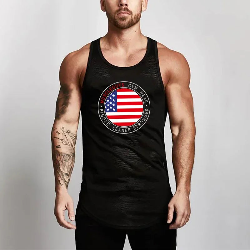 Muscleguys Cotton Gyms Tank Tops Men Sleeveless Tanktops For Boys Bodybuilding Clothing Undershirt Fitness Stringer Workout Vest