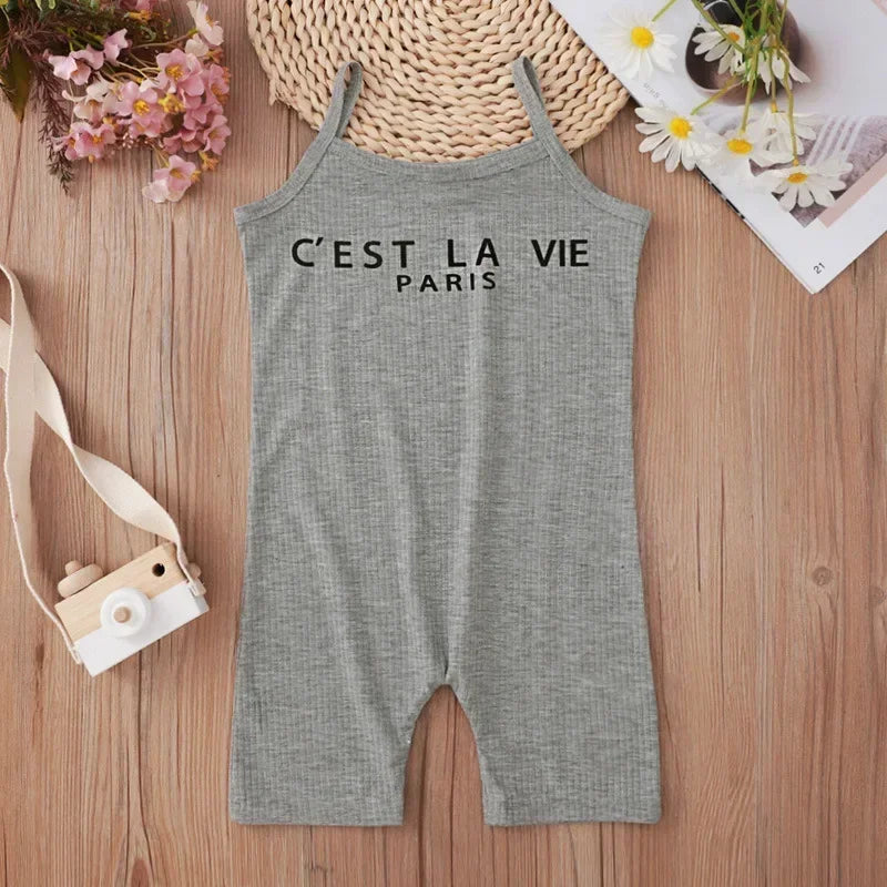 black sleeveless strap jumpsuit baby girls kids clothes letters fitness streetwear bodysuit pants open back playsuit 3 o 10 yrs
