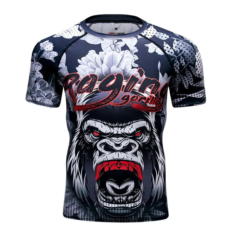 Brand New Summer Men Short Sleeved T shirt Compression Shirt MMA BJJ GYM Fitness 3D Print Casual Shirt Boy Clothing Tees T-shirt