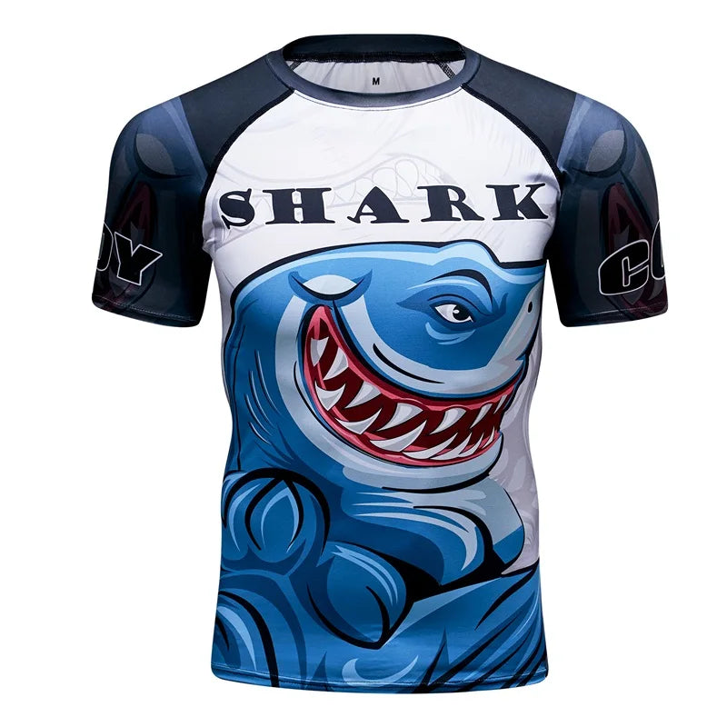 Brand New Summer Men Short Sleeved T shirt Compression Shirt MMA BJJ GYM Fitness 3D Print Casual Shirt Boy Clothing Tees T-shirt