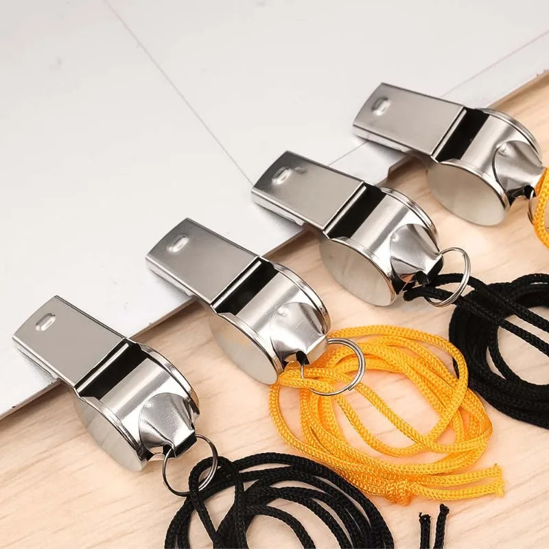 Stainless Steel Whistle with Lanyard Outdoor Professional Referee Super Loud Whistle Cheerleader Sporting Goods for Training