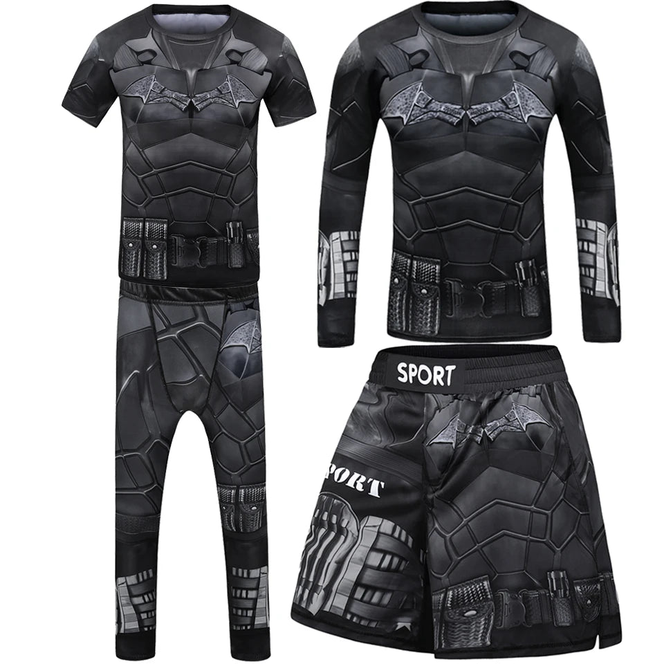 Kid Rashguard Jiu Jitsu T-shirt +Pant MMA Muay Thai Shorts 4pcs/set Boxe Bjj kickboxing Mma Clothing Children Fitness Sportwear