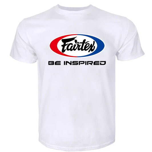 New Fairtex Kickboxing Muay Thai T shirt S-2XL sporting goods equipment apparel male brand teeshirt men summer Round Collar 2024