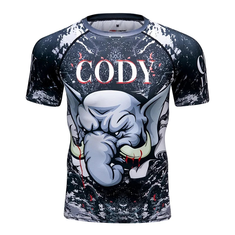 Brand New Summer Men Short Sleeved T shirt Compression Shirt MMA BJJ GYM Fitness 3D Print Casual Shirt Boy Clothing Tees T-shirt