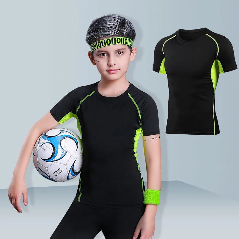Kid's MMA T-shirts+Pants Set Rashguard For Boy Children Sportsuit Fitness Gym MMA Clothing Compression Tights Muay Thai Shorts