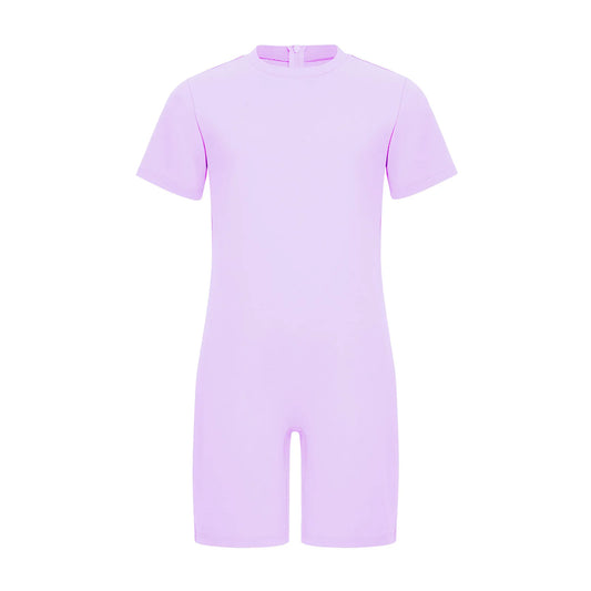 Girls Boys Special Needs Romper Adaptive Clothing Short Sleeve Back Invisible Zipper Ballet Gymnastics Workout Fitness Jumpsuit
