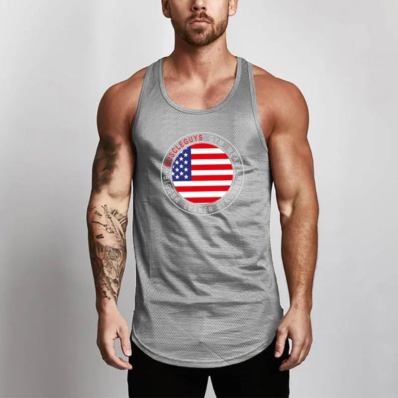 Muscleguys Cotton Gyms Tank Tops Men Sleeveless Tanktops For Boys Bodybuilding Clothing Undershirt Fitness Stringer Workout Vest