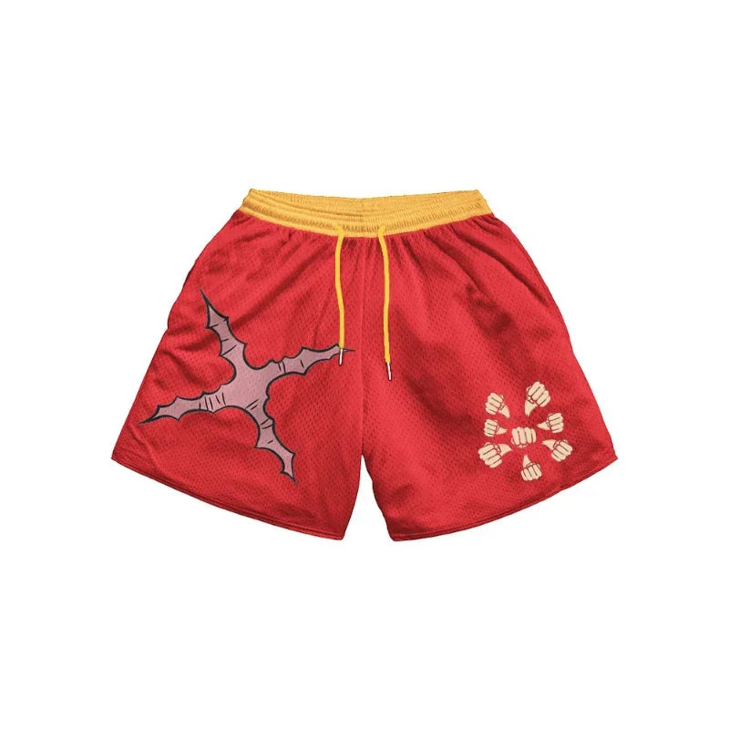 ONE PIECE Men's Sports Shorts Beach Bottoms Anime Luffy Quick Dry Workout Training Gym Fitness Jogging Pants Summer Men Shorts