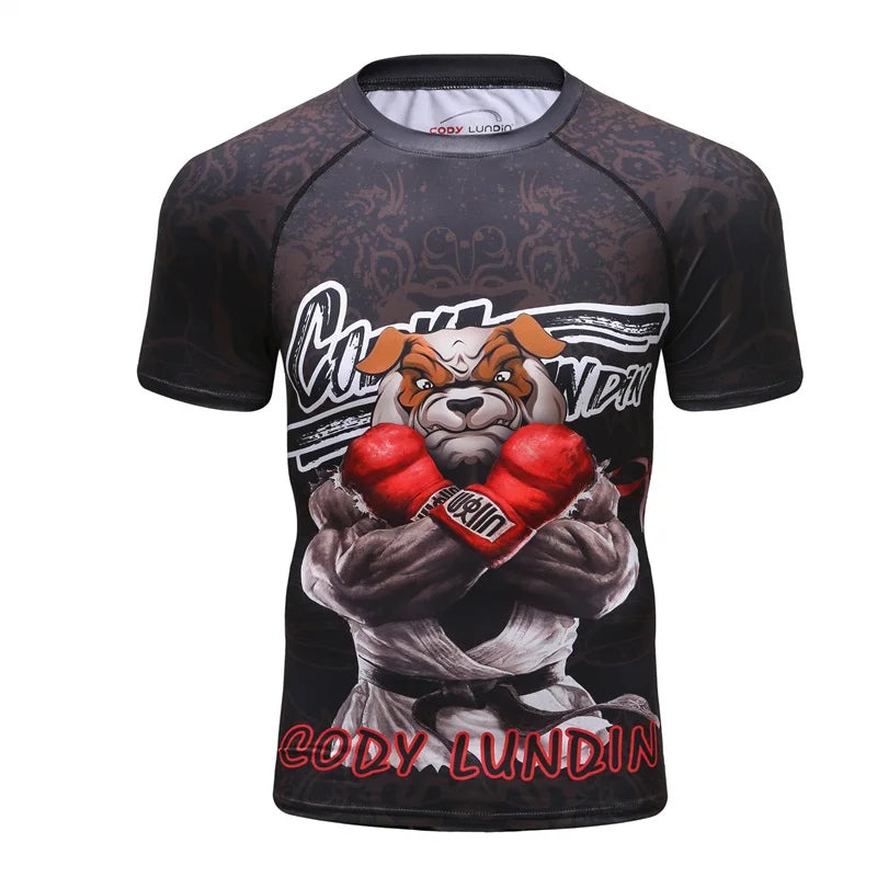 Brand New Summer Men Short Sleeved T shirt Compression Shirt MMA BJJ GYM Fitness 3D Print Casual Shirt Boy Clothing Tees T-shirt
