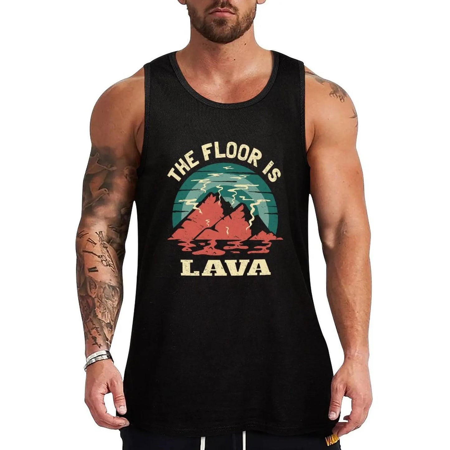 The Floor Is Lava Game Volcano - Funny Floor Game Tank Top fitness clothing for men Vest for boy gym shirt men