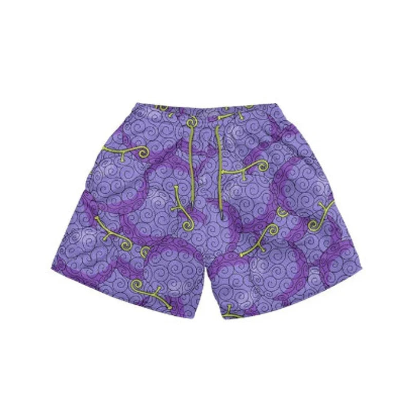 ONE PIECE Men's Sports Shorts Beach Bottoms Anime Luffy Quick Dry Workout Training Gym Fitness Jogging Pants Summer Men Shorts